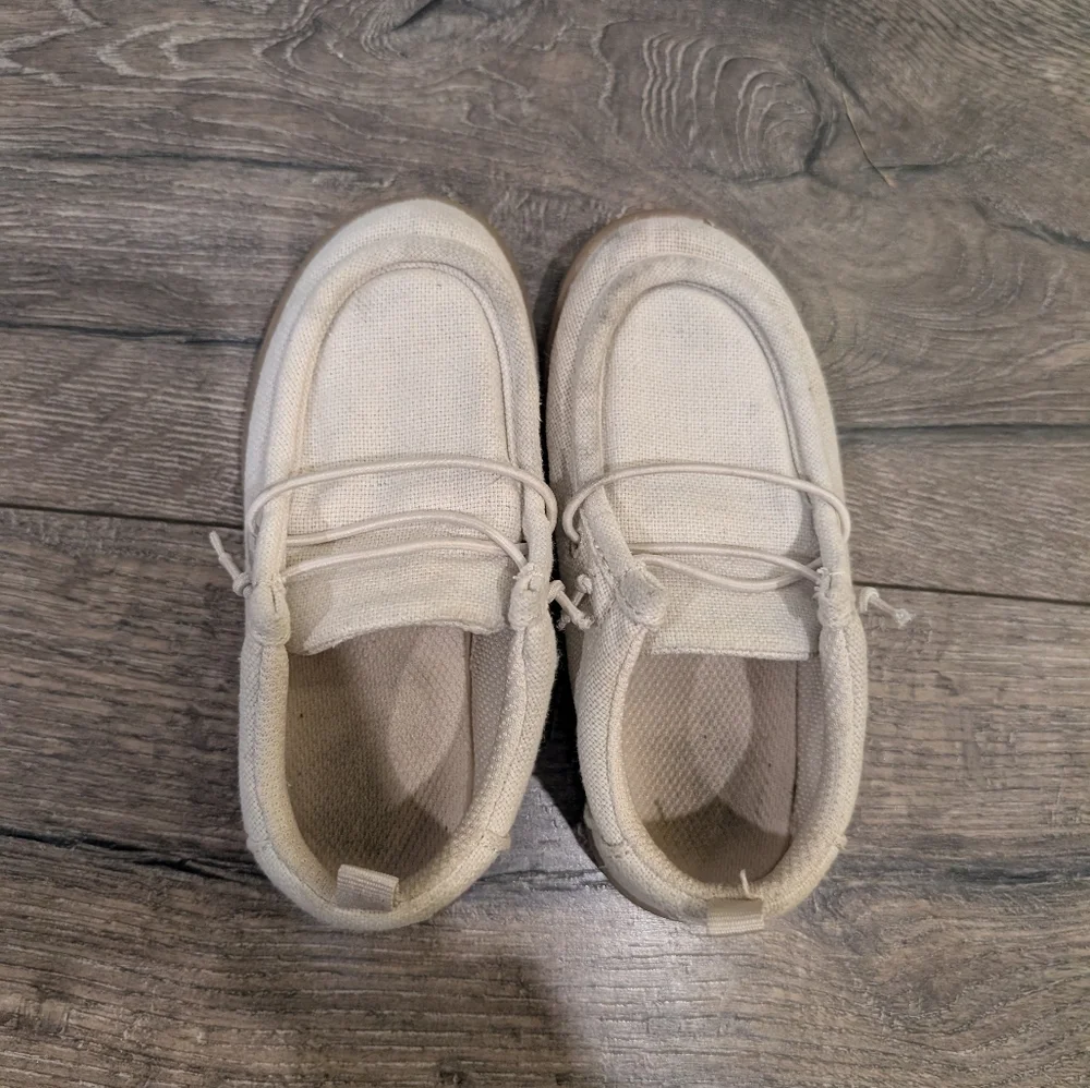 Gap Size 10 Toddler Boy Boat Shoes Slip On Loafers Tan Cream Easter Spring